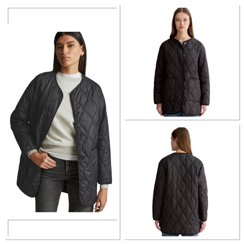 Everlane The ReNew Quilted Mid Length Liner Jacket Insulated‎ Black Women Medium